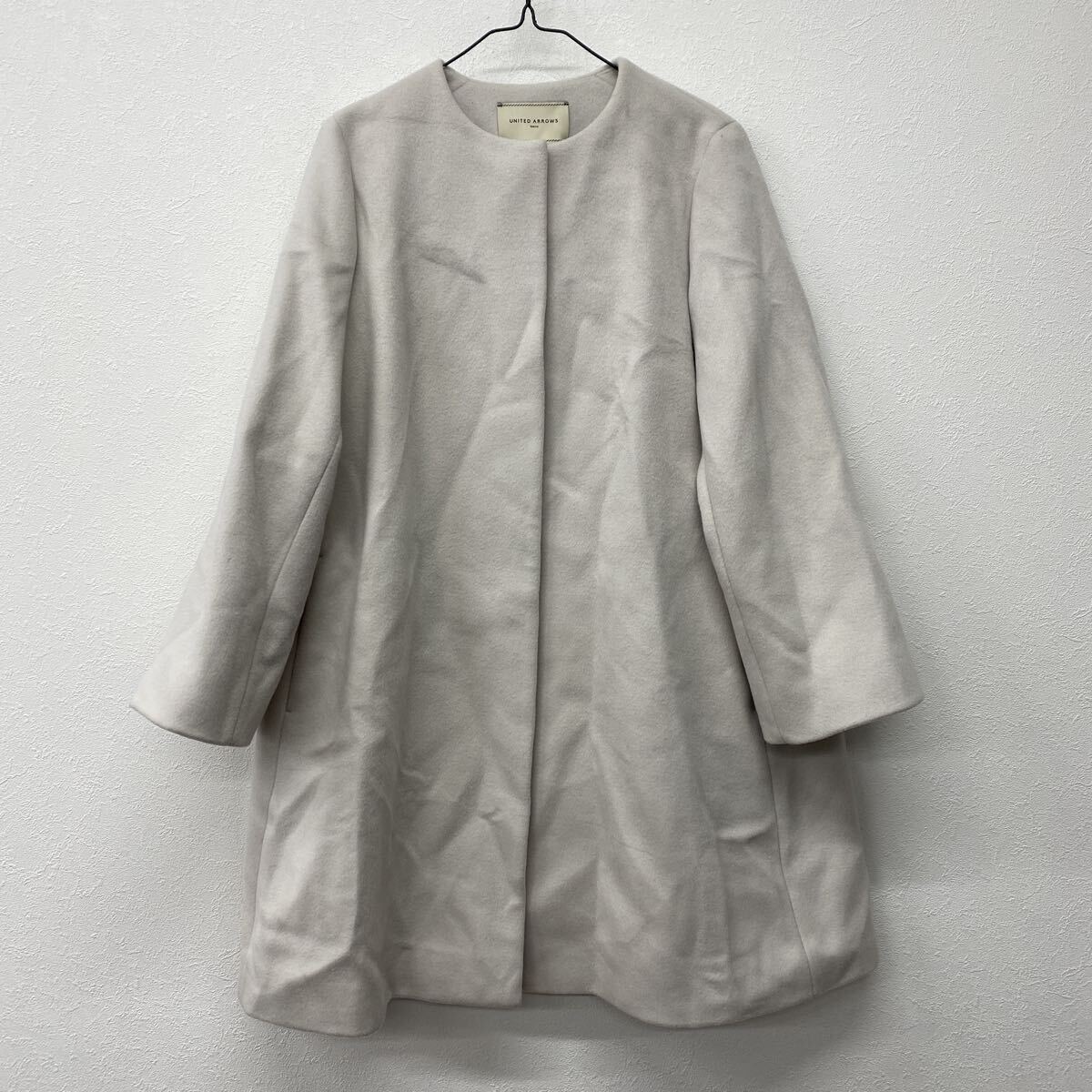 UNITED ARROWS ユナイテッドアローズ ロングコート アウター ホワイトベージュ た7拍卖