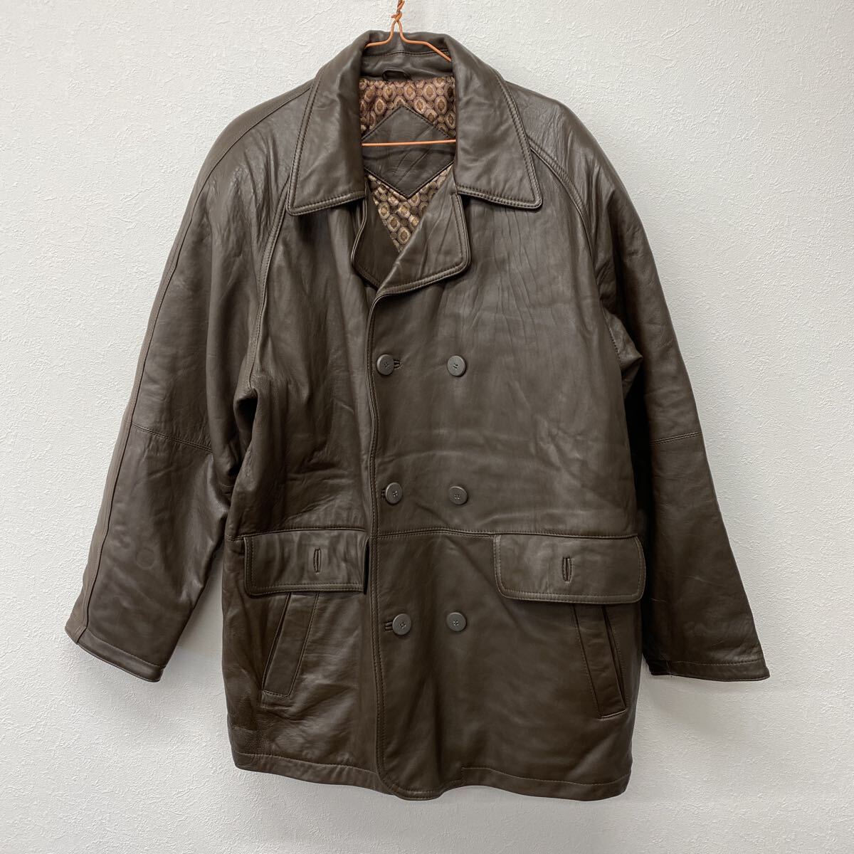 レザージャケット コート 羊革 ヴィンテージ ブラウン系 L ち8拍卖
