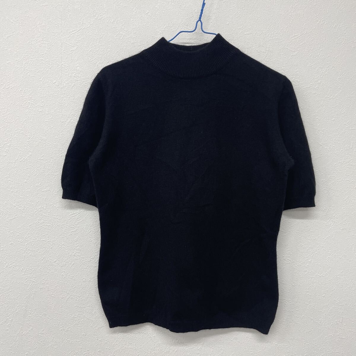 カシミヤ100% 半袖 ニットセーター 黒 L す65拍卖