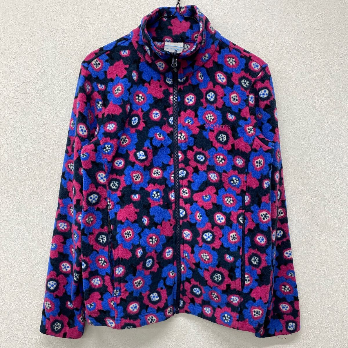 Columbia 総柄 フリースジャケット アウトドア 長袖 花柄 M 古着 け16拍卖