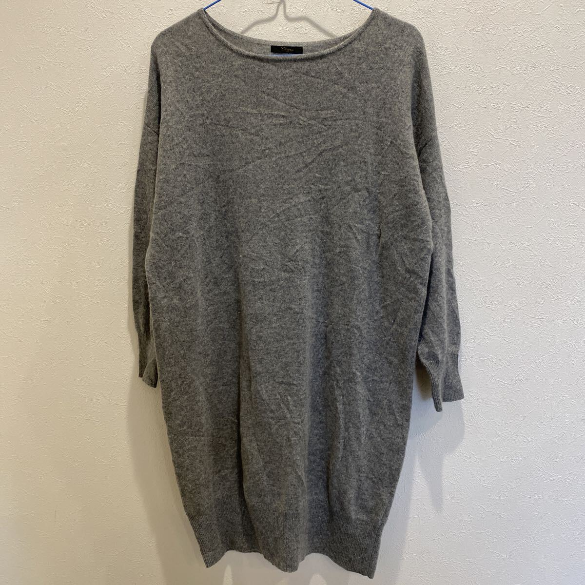 カシミア 100 ニットワンピース セーター グレー  す82拍卖