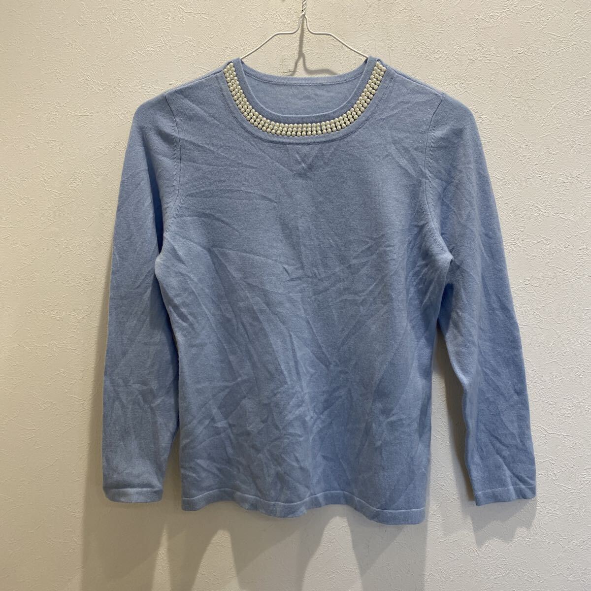 カシミア100 セーター ニット トップス 水色 す84拍卖