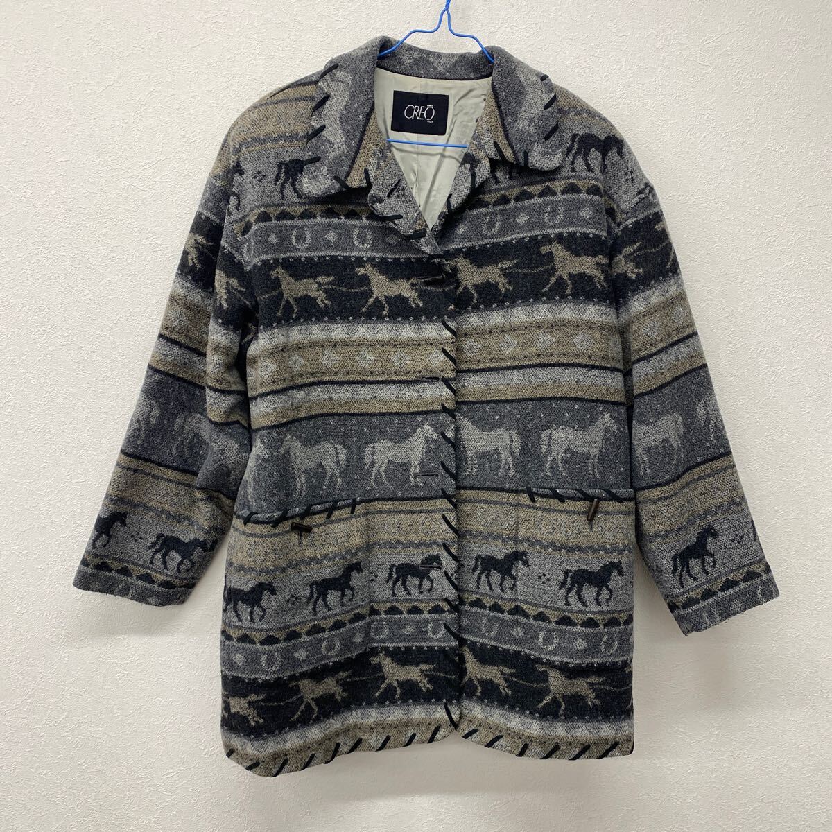 CREO アウター ウール ニット コート ジャケット カーディガン 古着防寒 M に13拍卖