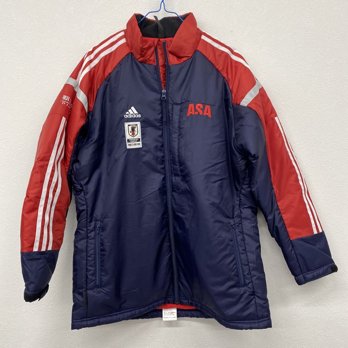 adidas アディダス  朝日新聞 ASA メンズ    ジャンパー 赤/ネイビー Mサイズ △37拍卖