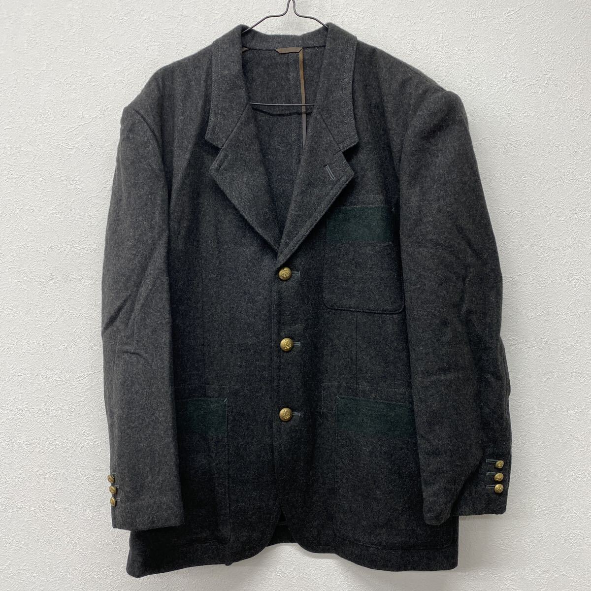 NICOLE CLUB ニコル テーラードジャケット 毛 日本製 ヴィンテージ ダークグレー L そ20拍卖