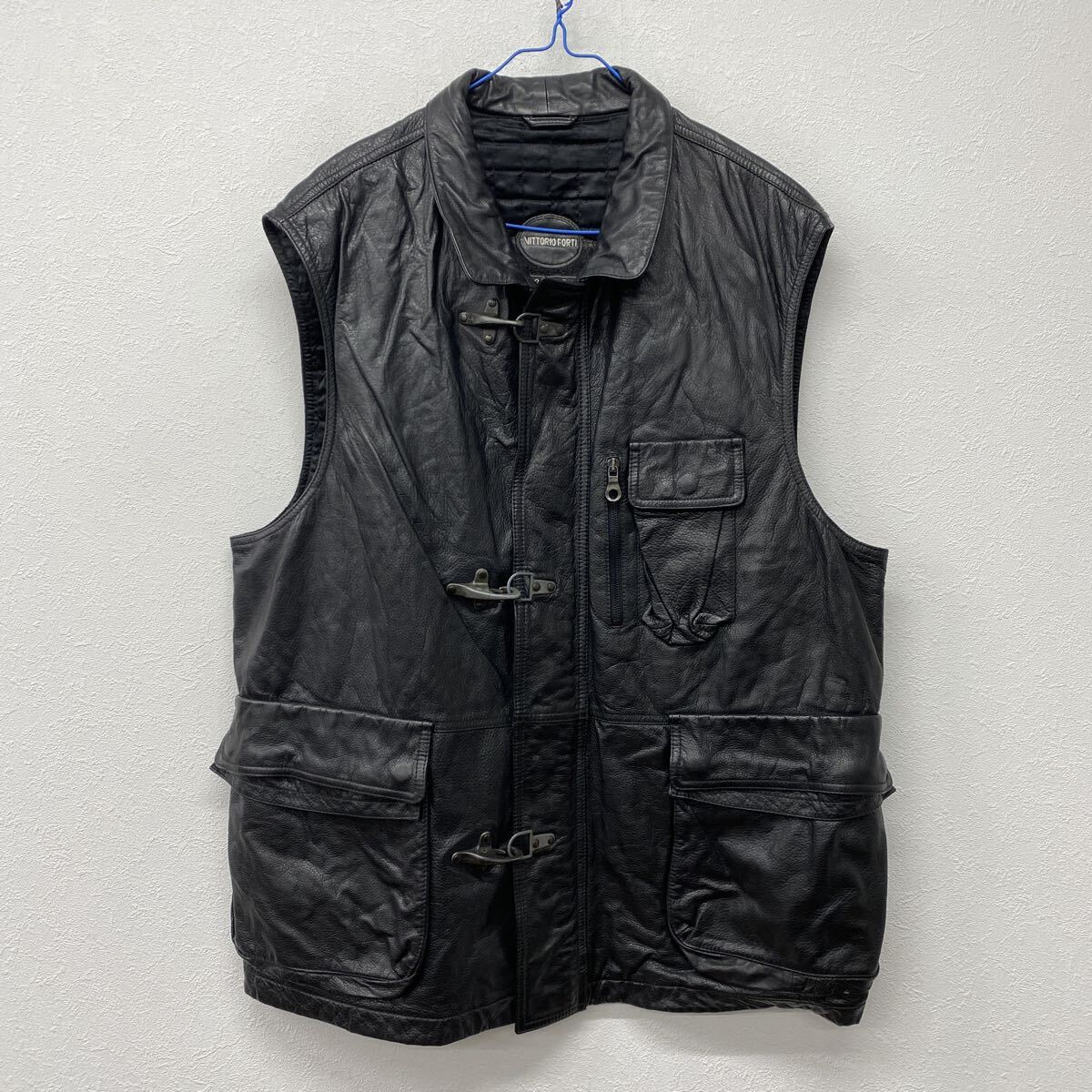 VITTORIO FORTI レザーベスト ジャケット ヴィンテージ ブラック そ21拍卖
