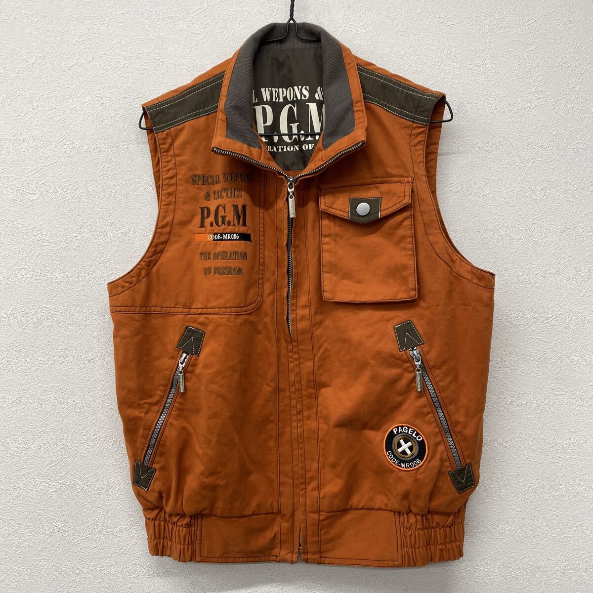 PAGELO パジェロ ベスト ジップアップ オレンジ M て44拍卖
