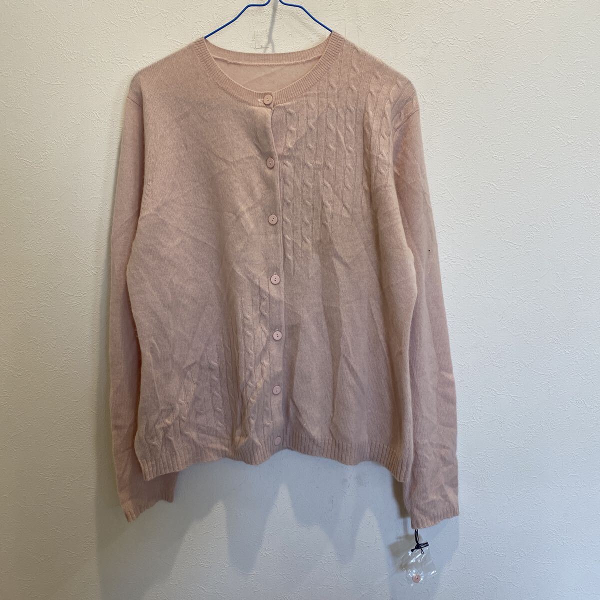 カシミヤ100% カーディガン ニット 長袖 薄ピンク す100拍卖
