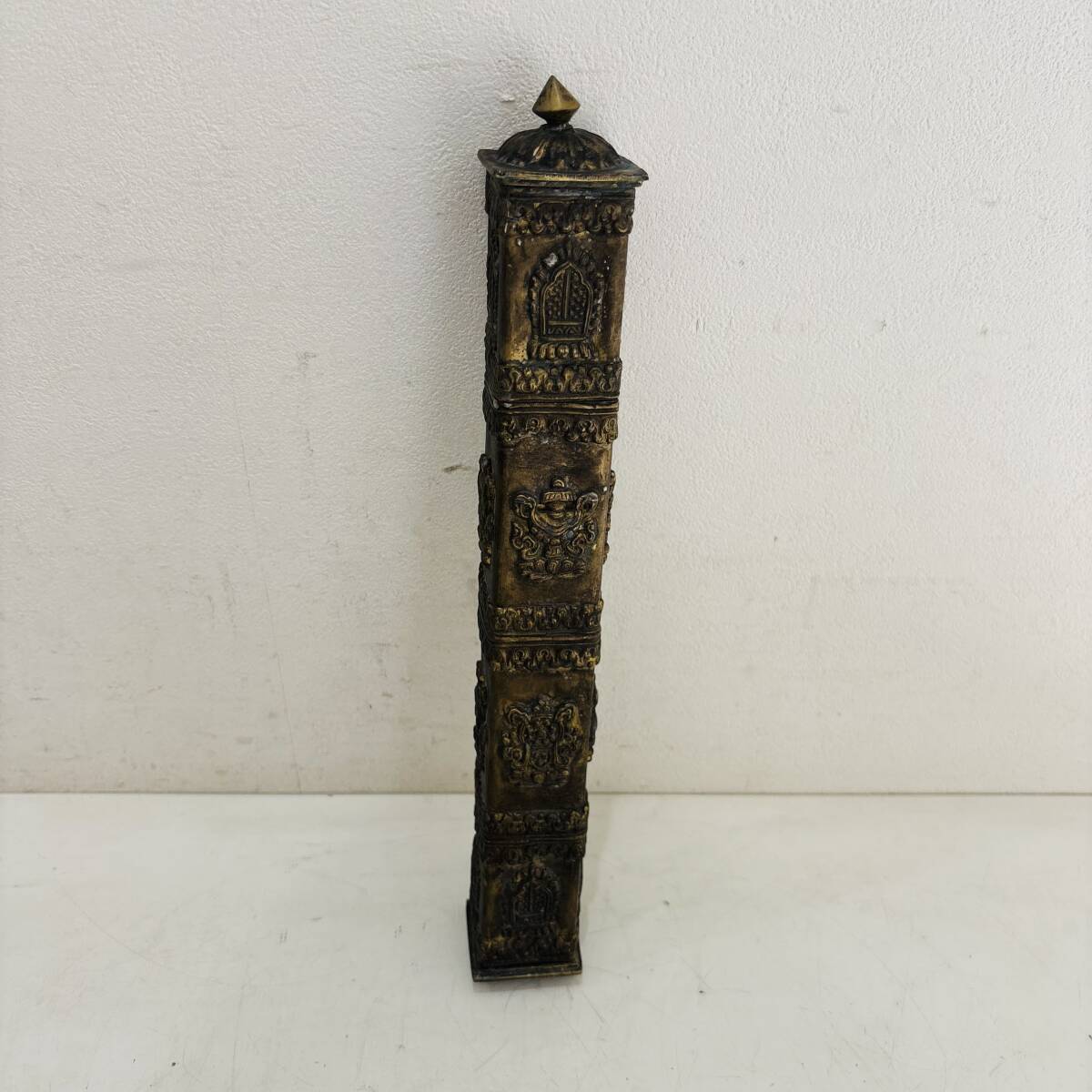 香立て お香箱 お香ケース 横幅約4㎝ 奥行約4㎝ 高さ約36cm 重量約363g ビンテージ アンティーク レトロ NC2305M拍卖