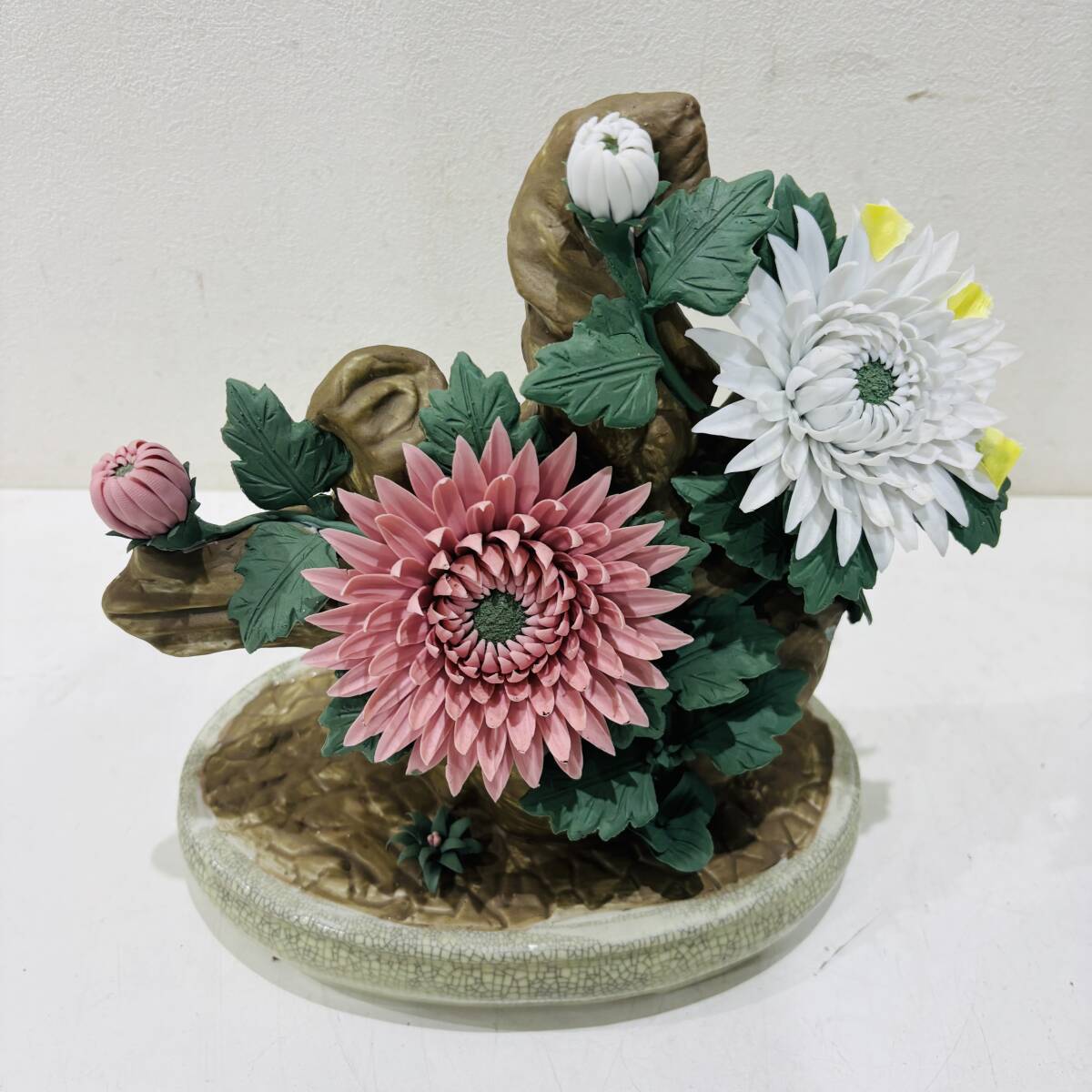 陶花 花 陶器 フラワー インテリア オブジェ 置き物 飾り 洋風 雑貨 ビンテージ アンティーク コレクション D096M拍卖