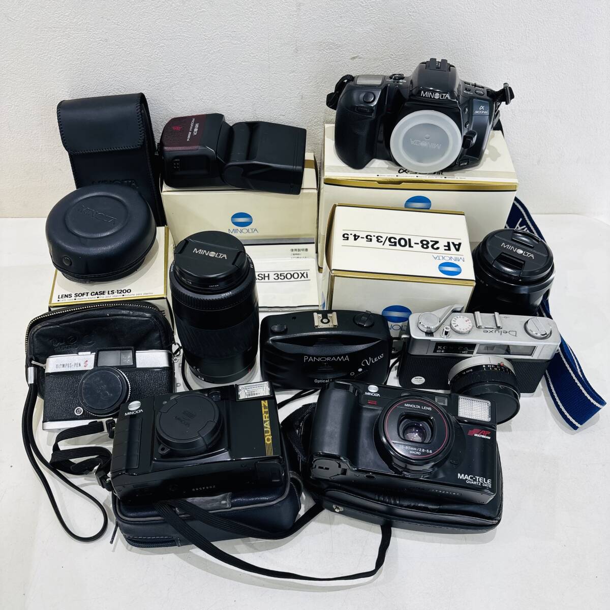 カメラ レンズ 他 10個 まとめ MINOLTA α303si ストロボ プログラム PROGRAM 3500xi KONICA EE-MATIC OLYMPUS 他 ジャンク on348M拍卖