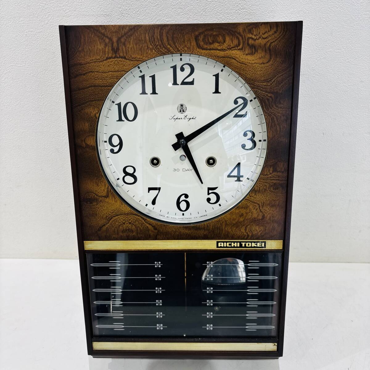 簡易動作OK AICHI TOKEI 愛知時計 30DAY Super Eight 振り子 掛時計 ゼンマイ アンティーク ヴィンテージ レトロ on353M拍卖