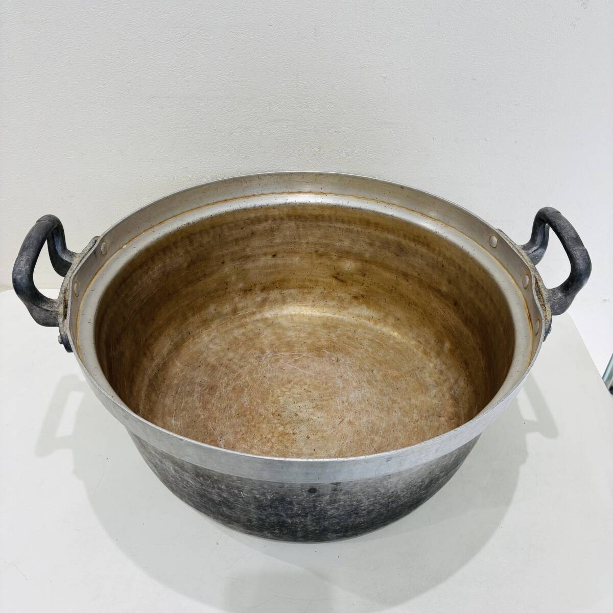 業務用 両手鍋 調理器具 アルミ鍋 大鍋 昭和レトロ 段付き鍋 鍋 円付鍋 イベント 炊き出し 飲食店 寸胴 鍋 厨房機器 直径49cm on361M拍卖