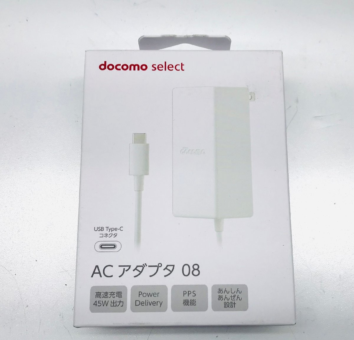中古未使用品 純正ドコモACアダプタ 08 USB タイプC セレクト ホワイト android充電器拍卖