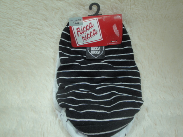 S新品140-720 Ricca ricca ジュニアショーツ 黒ボーダー + 白ボーダー水玉総柄(バックロゴ) 2枚組拍卖