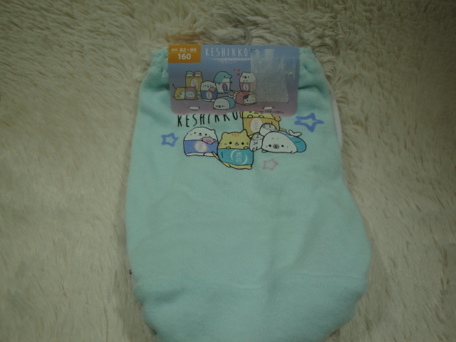 S新品160-724 ケシっこ 薄ブルーバックプリント + 白総柄 ジュニアショーツ 2枚組拍卖