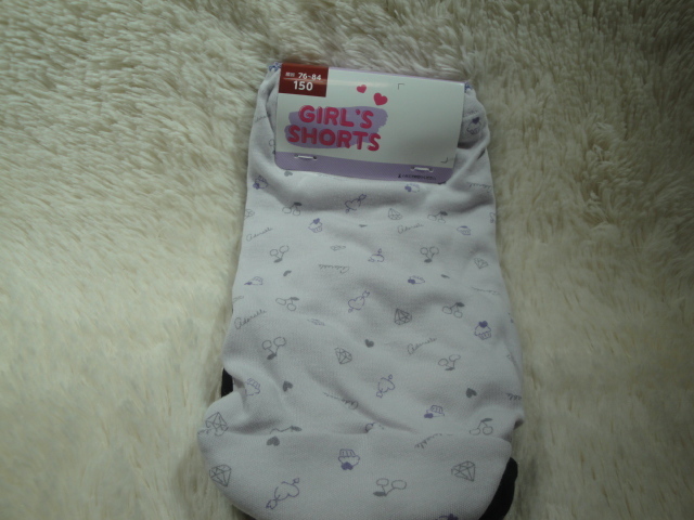 S新品150-743 2枚組 ジュニアショーツ 薄紫総柄 + 黒総柄拍卖