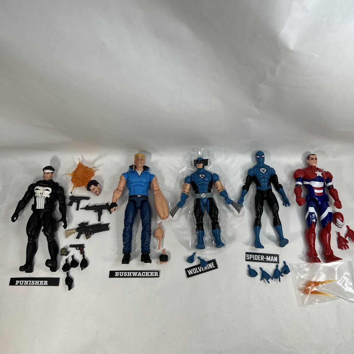 ハズブロ マーベルレジェンド パニッシャー、ウルヴァリン、スパイダーマン他 5体セット 開封品 箱無し現状品拍卖