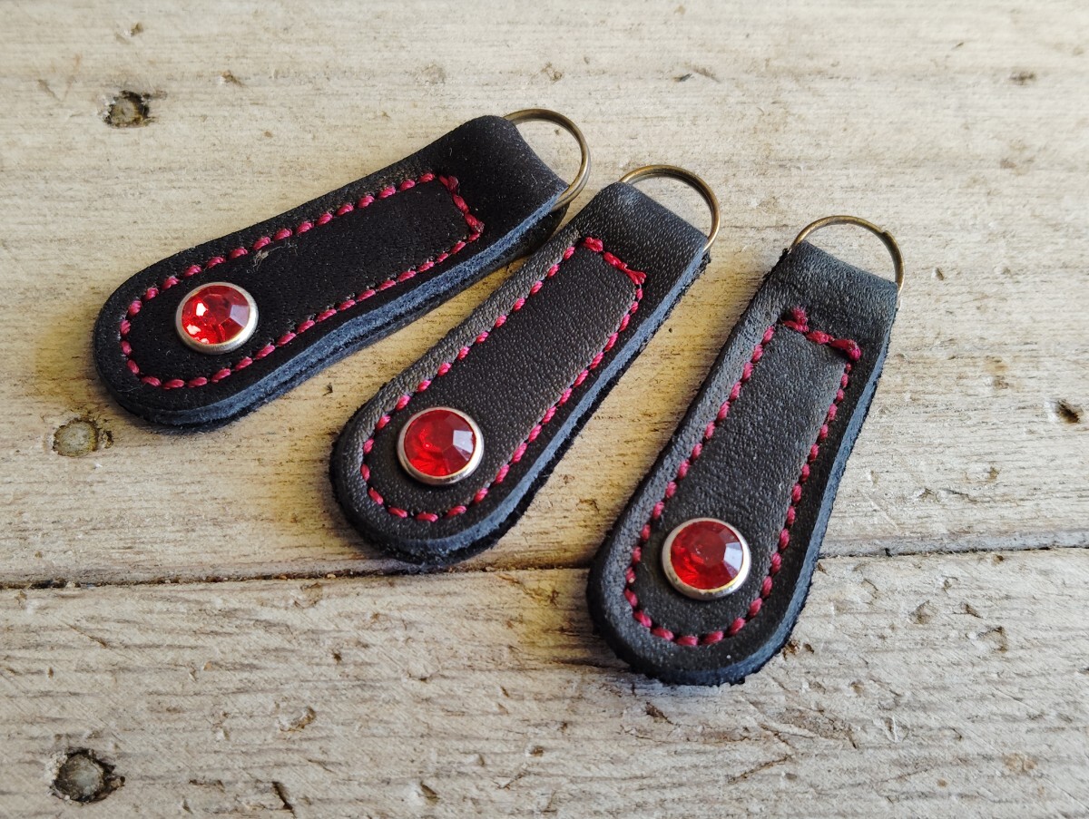 牛革 ファスナー引手3本セット 革ジャン バッグ  リペア ファスナー バッグ 89547拍卖