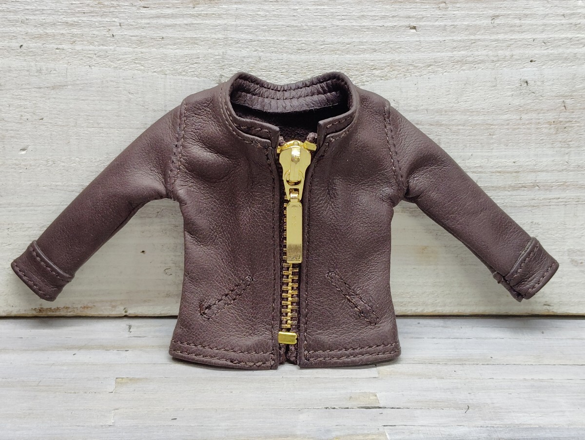 本革シングルライダースジャケット ダークブラウン ネオブライス リカちゃん ジェニー ピュアニーモ ハンドメイド Blythe outfit 拍卖