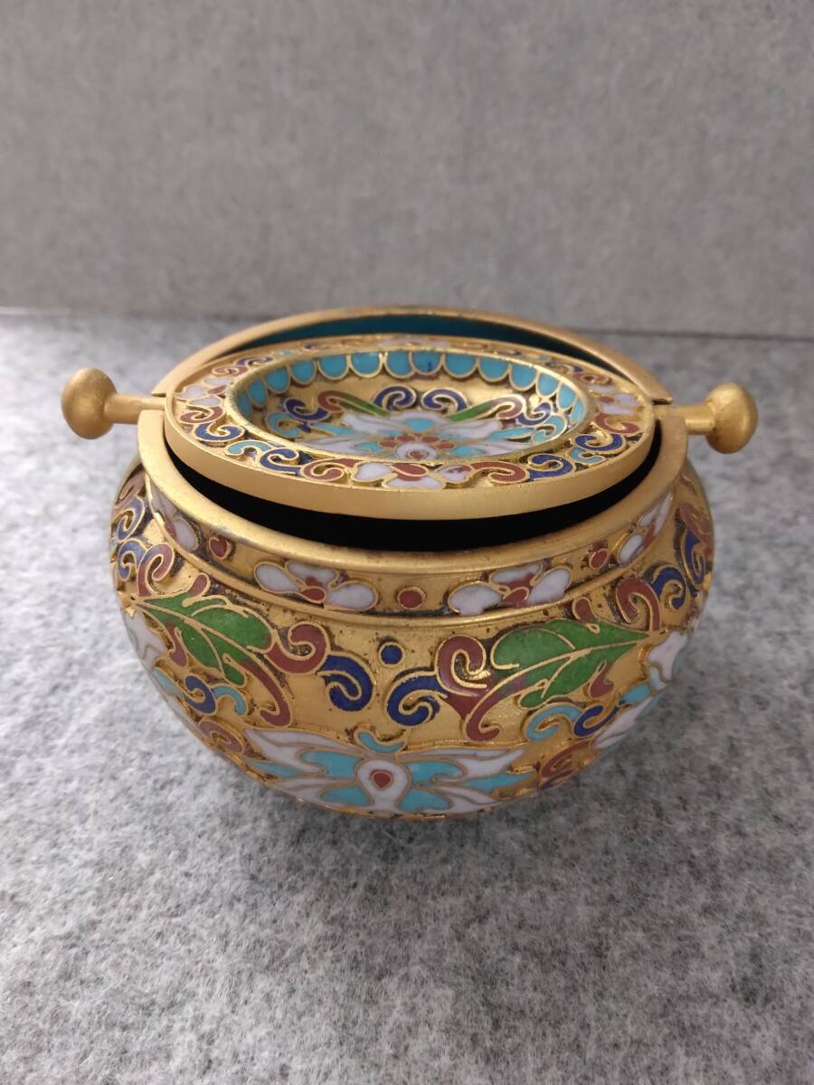 蓋物 茶道具香道具 七宝焼き ポプリポット 香葉入れ アンティーク拍卖
