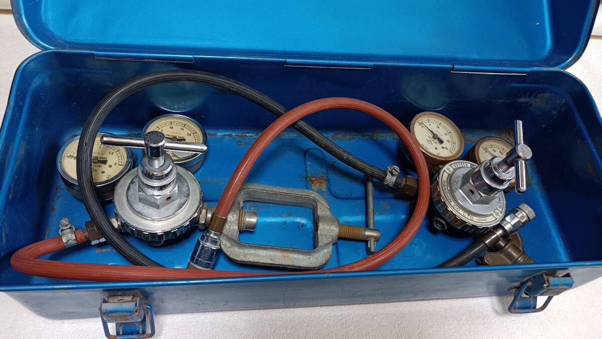 ガス溶接 サンソメーター アセチレンメーター ハンシン 工具BOX付 中古品拍卖