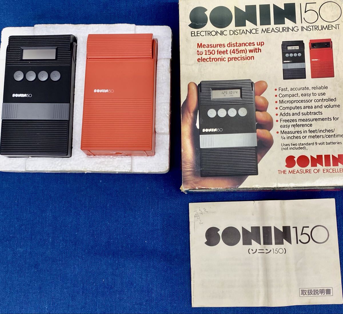 〈N8590〉 超音波距離測定機 SONIN ソニン150 最大45m 通電・本体距離表示確認済 電池付属無し 現状品 中古品拍卖