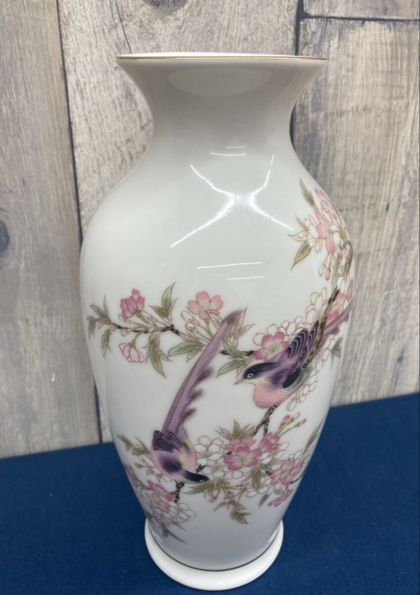 〈N8619〉有田焼 正峰窯 花入 桜 花鳥 花瓶 花器拍卖
