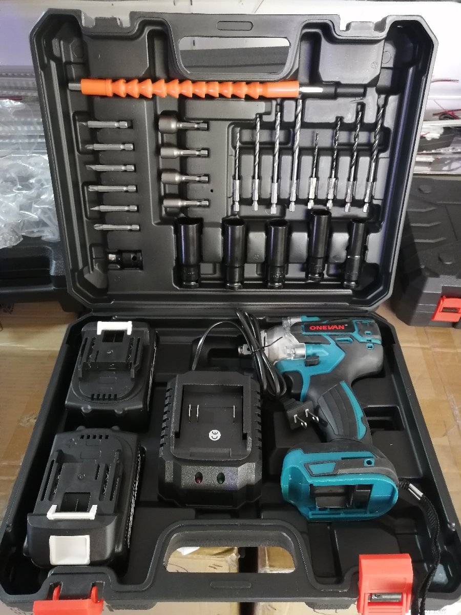 送無料!即納!1台多役 併用 タイヤ交換 21V 電動インパクトレンチ 電動ドリルドライバー29点セット「新型充電器+バッテリー×2個」付き拍卖