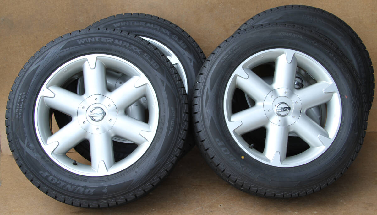 日産18インチアルミホイール+DLスタッドレスタイヤ 4本セット☆225/65R18 2022年製 PCD114.3 5孔 バリ山 WM SJ8 ムラーノ拍卖