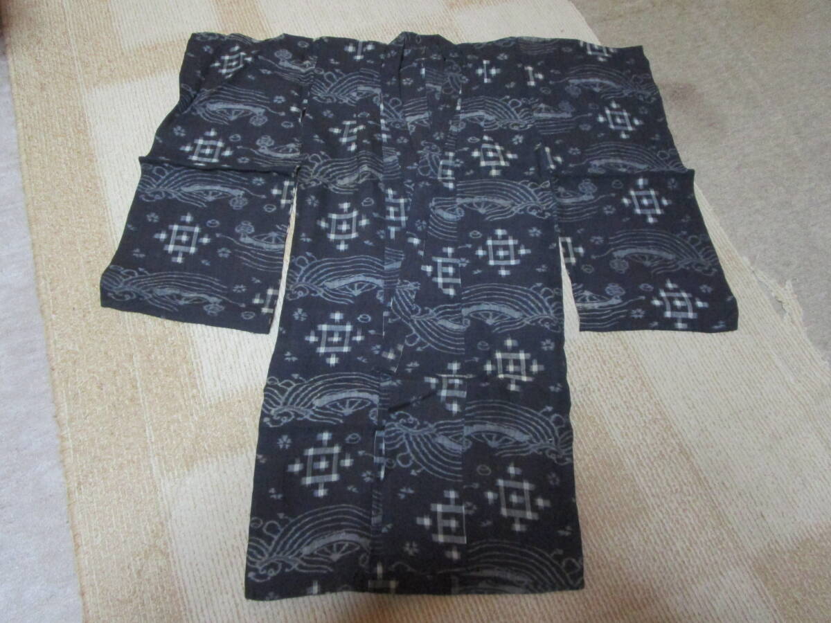 古裂 古布 古生地 古着物 麻生地 子供用? 破れ穴無し 着丈89cm肩幅36cm袖丈24cm身幅40.5cm 追加画像有 レターパックプラス拍卖