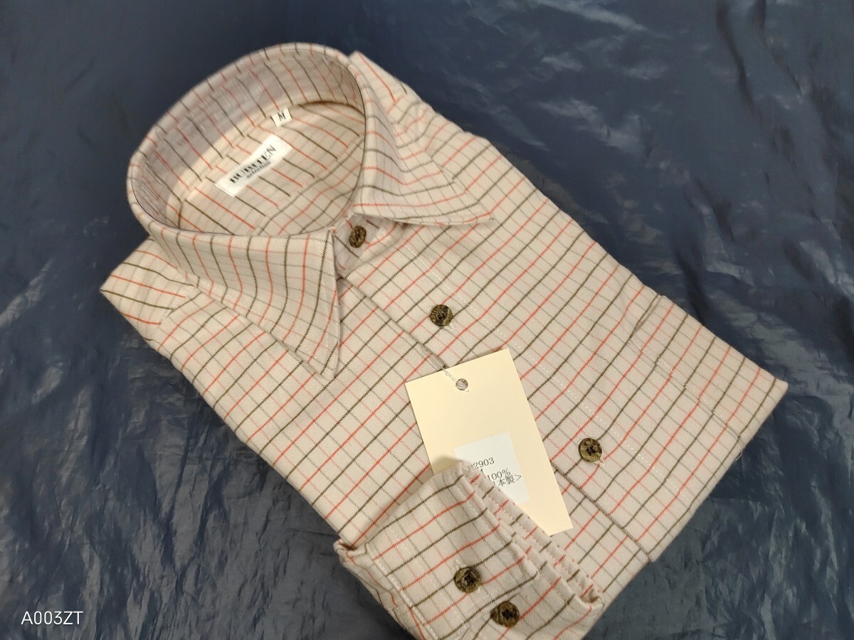 M寸・秋冬新品/日本製・綿100%フランネルチェックシャツ■べージュ拍卖