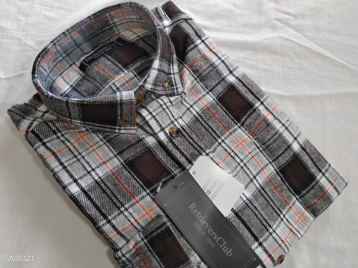 L寸・秋冬新品/ビエラ・チェックBDシャツ★チャコール拍卖
