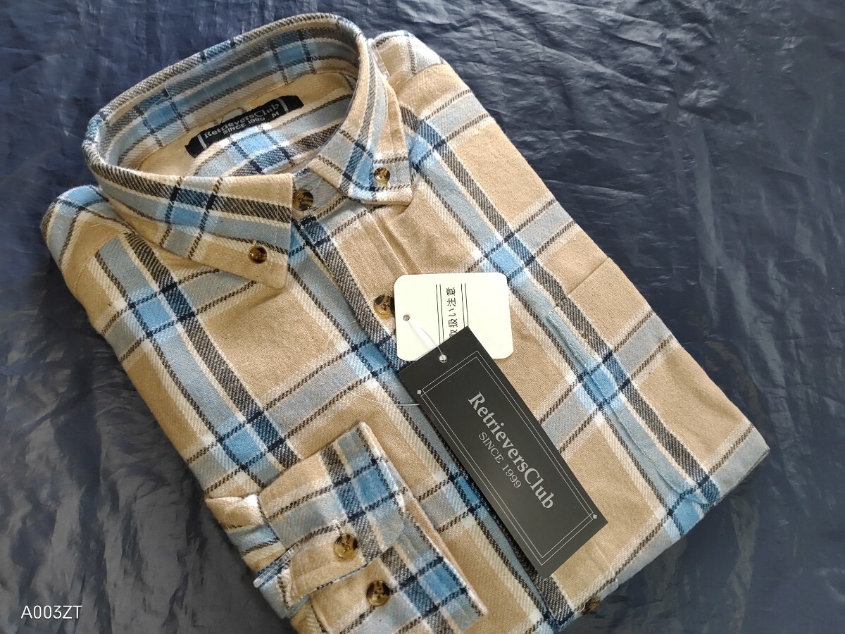 M寸・秋冬新品/ビエラ・チェックBDシャツ★サンドべージュ拍卖