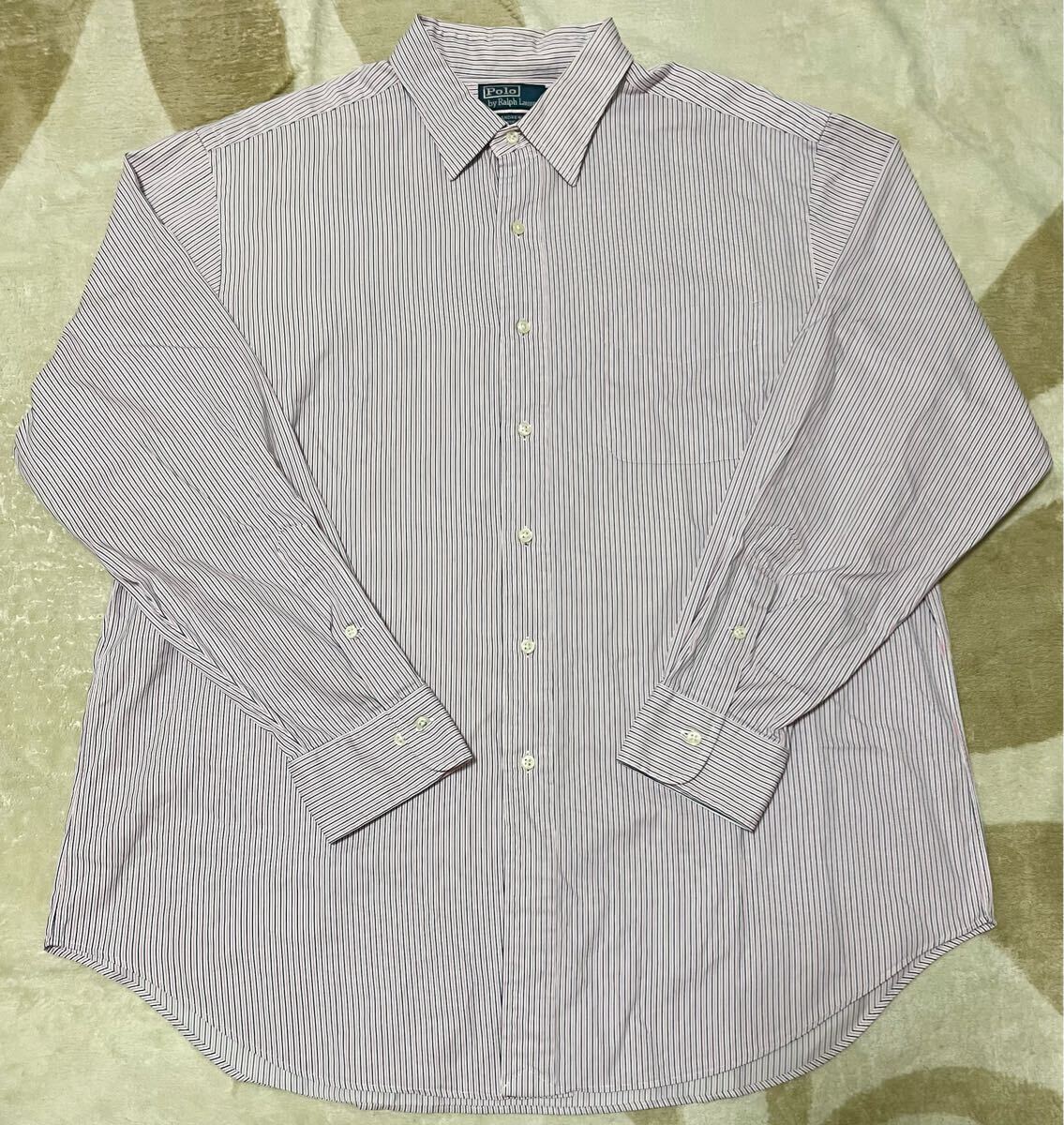 RALPH LAUREN ラルフローレン 長袖シャツ ロングシャツ ストライプ 古着 メンズ 大きいサイズ拍卖