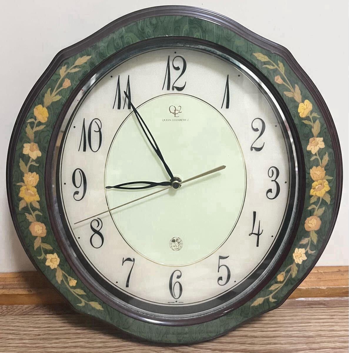 QUEEN ELIZABETH 2 花柄 壁掛け時計 クイーンエリザベス2 掛け時計 掛時計 レア 希少拍卖