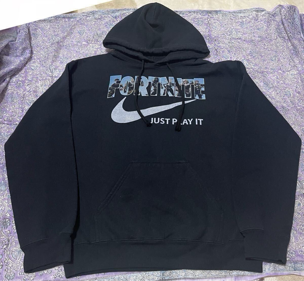 Fortnite NIKE 半袖 プリント パーカー トップス S フォートナイト ナイキ メンズ ロゴ 古着 ブラック 長袖拍卖