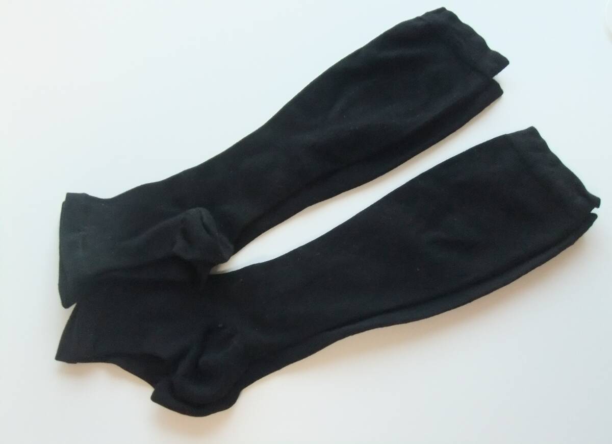 187 未着用品 訳あり 着圧ハイソックス2足 オープントゥ ブラック ひざ下 シルク混 弱~中圧 おやすみ専用 日本製拍卖