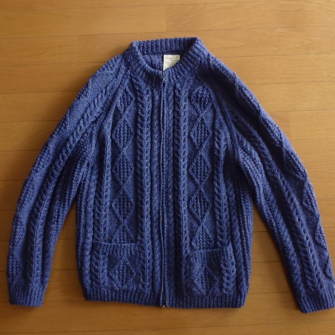 良品 アイルランド製 Mary Smith アランニット ジップアップ セーター 即決あり!拍卖