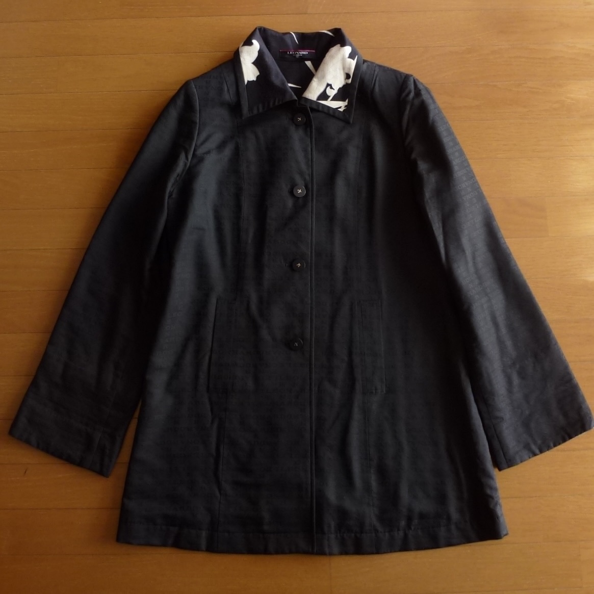 LEONARD レオナール シルク100% コート 総柄 大きいサイズ 13号 即決あり!拍卖