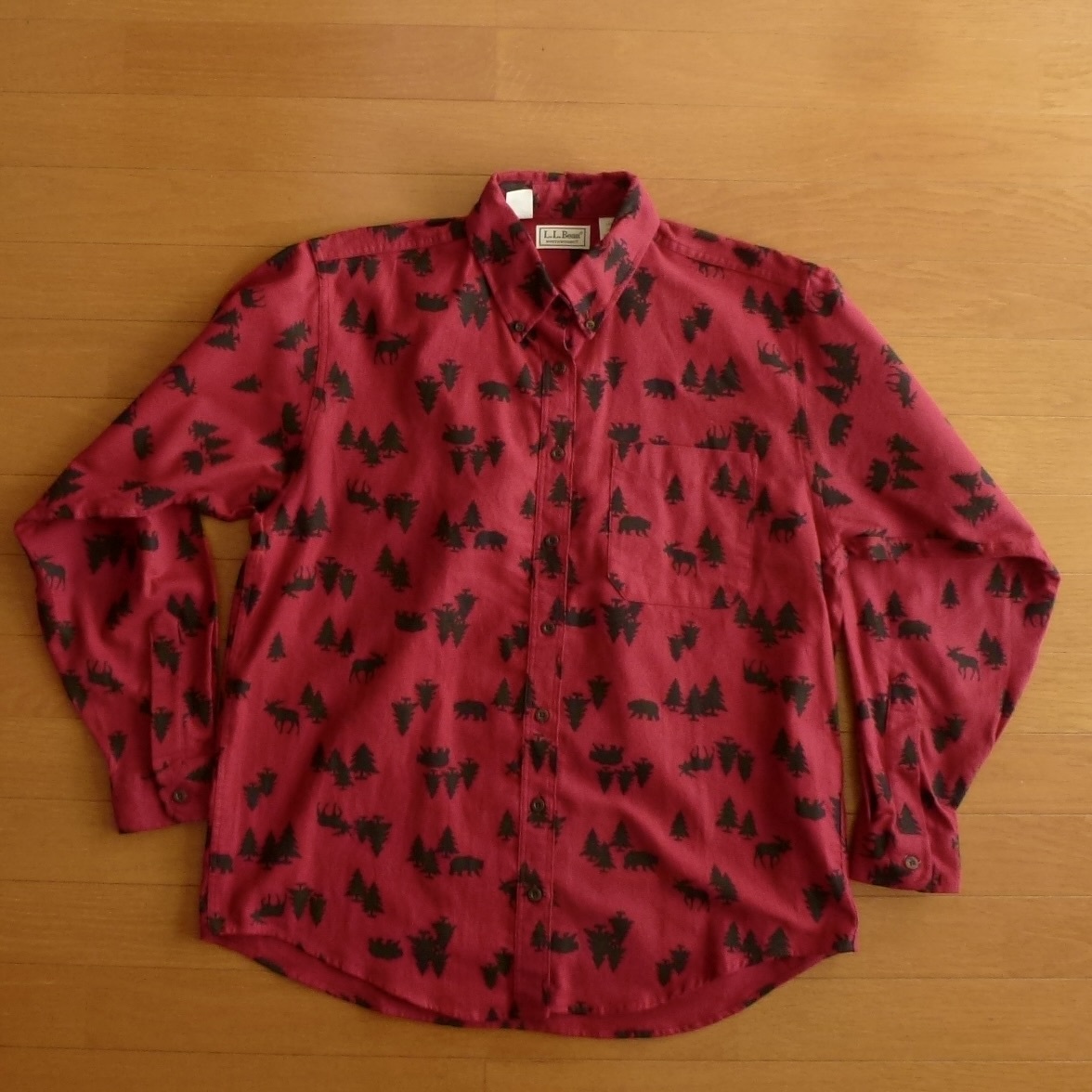 美品 80s USA製 L.L.Bean エルエルビーン 総柄 長袖シャツ ユニセックス メンズLサイズ相当 即決あり!拍卖