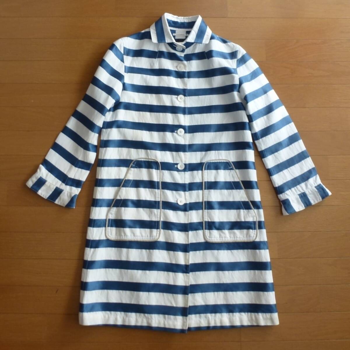 mina perhonen ミナペルホネン ボーダー コート 即決あり!拍卖