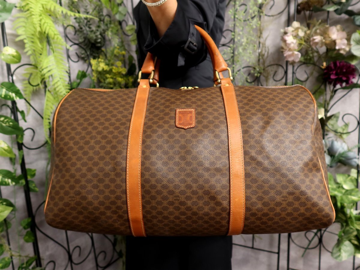 ●超美品●CELINE セリーヌ●マカダム●PVC カーフ レザー 本革●ボストン バッグ●ブラウン系●ゴールド金具●ヴィンテージ●Js61810拍卖