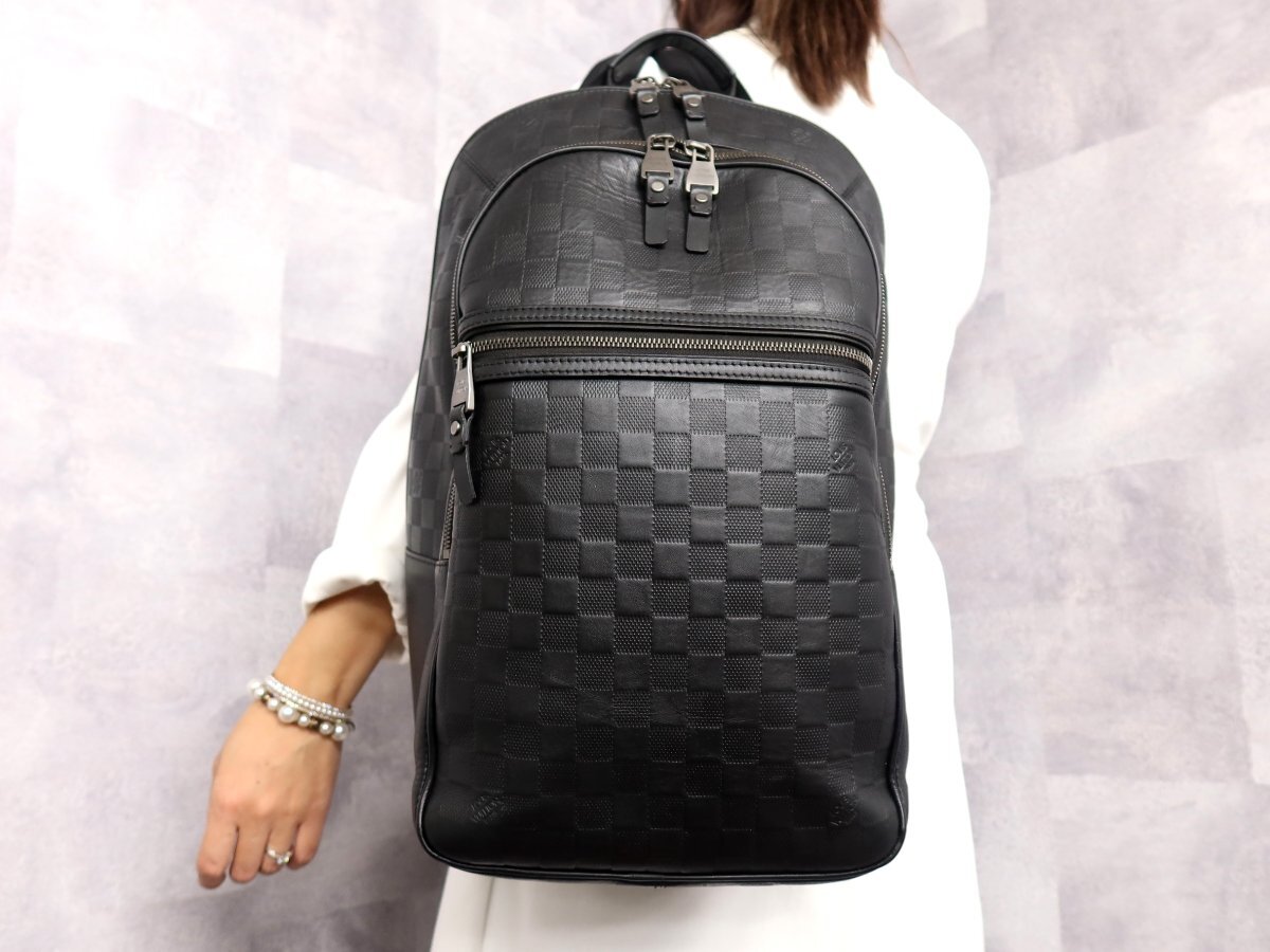 ●超美品●ルイ・ヴィトン●メンズ●ダミエ・アンフィニ●ミカエル●N41330●リュックサック●オニキス●SV金具●A4 収納 かばん●Js61835拍卖