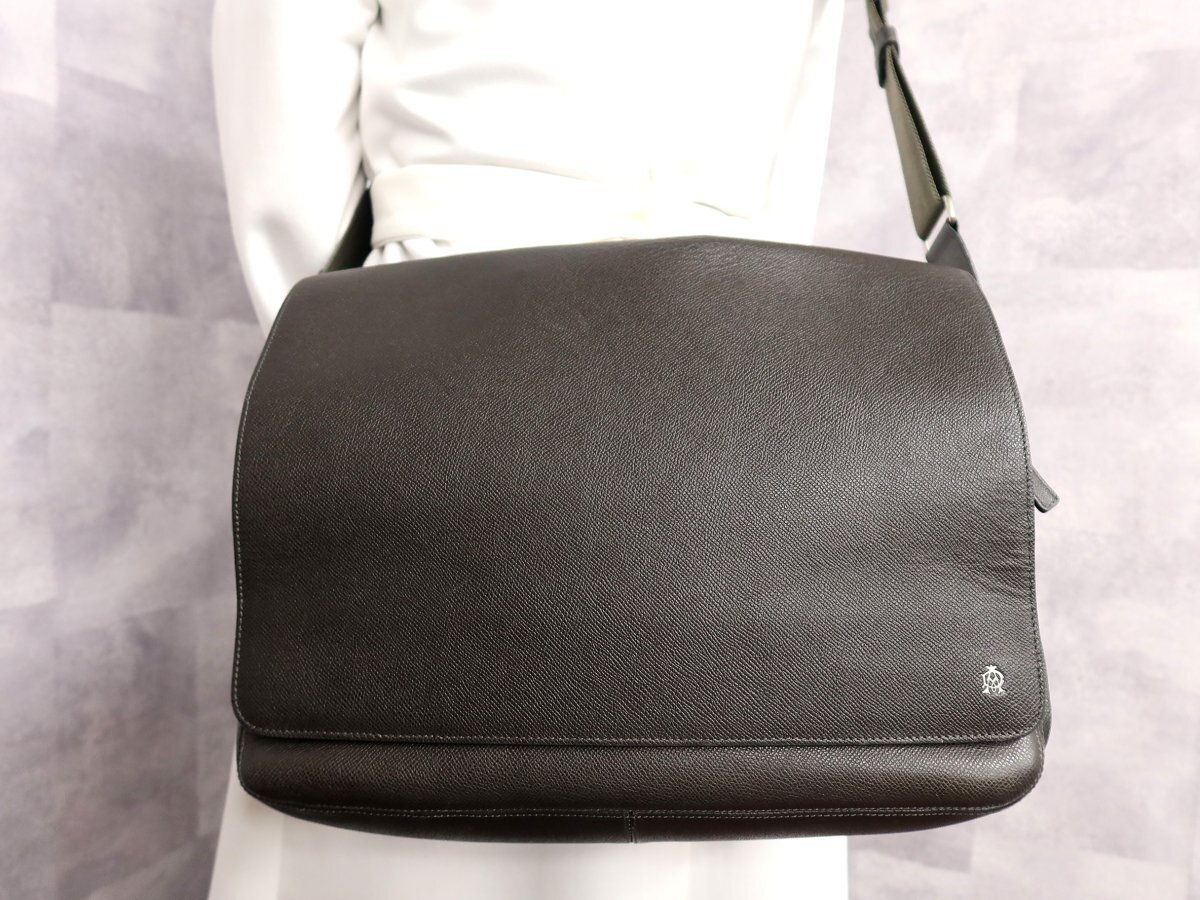 ●超美品●dunhill ダンヒル●メンズ●BOURDON ボードン●カーフ レザー 本革●ショルダー バッグ●チャコールグレー●SV金具●A4●Js61992拍卖