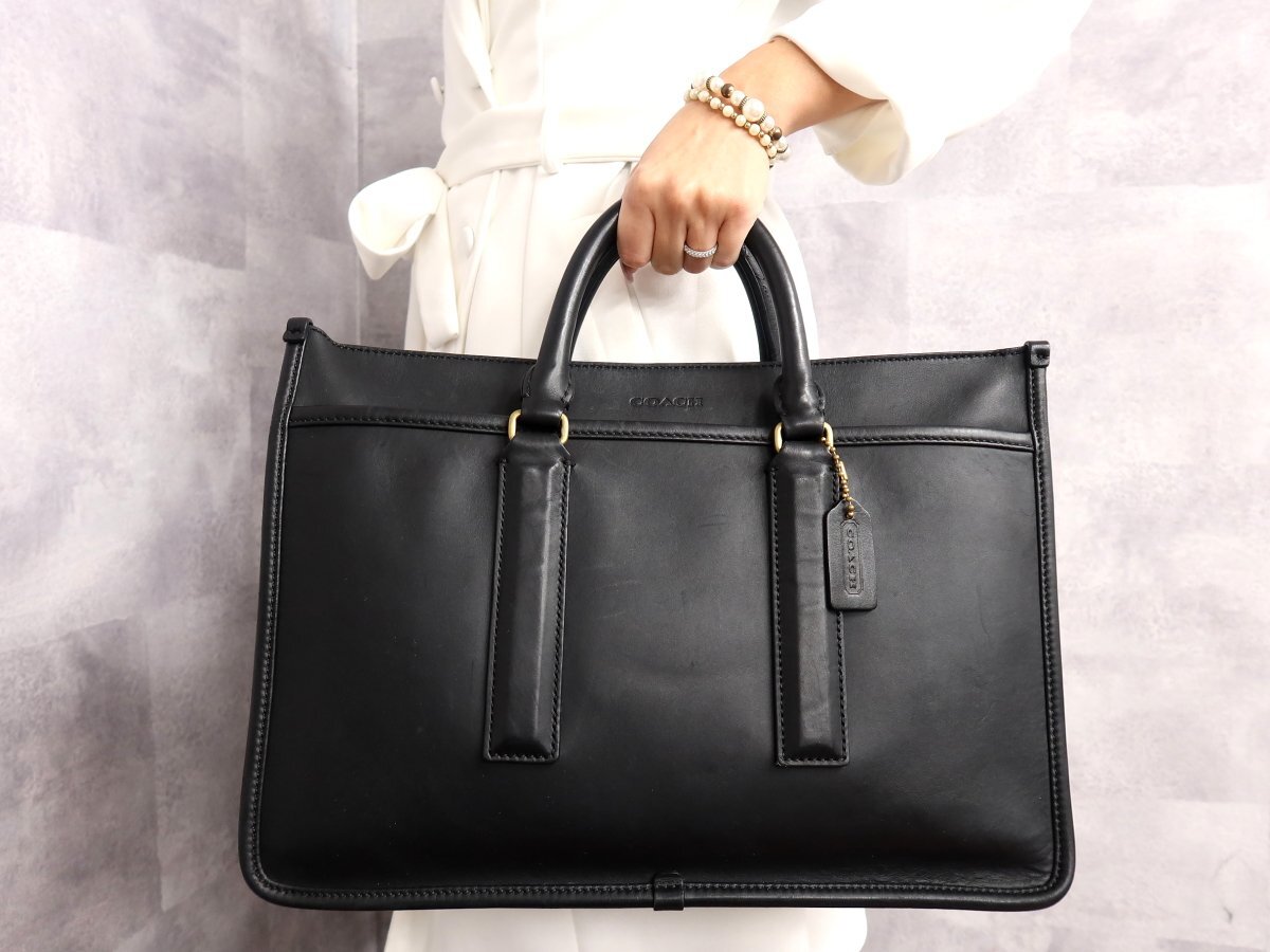 ●超美品●COACH コーチ●メンズ●レガシー ブリーフ●70723●カーフ レザー 本革●ブリーフケース●黒●G金具●ヴィンテージ●A4●Js62006拍卖