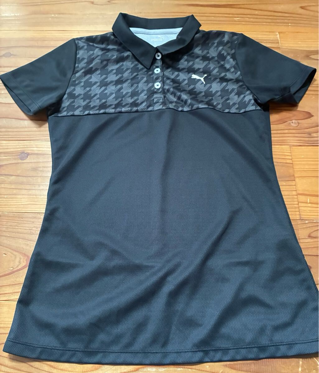 送料込み!! PUMA 半袖ポロシャツ  Mサイズ プーマ 千鳥格子  ポロシャツ DLYCELL GOLF ゴルフウェアー  黒 ブラック拍卖
