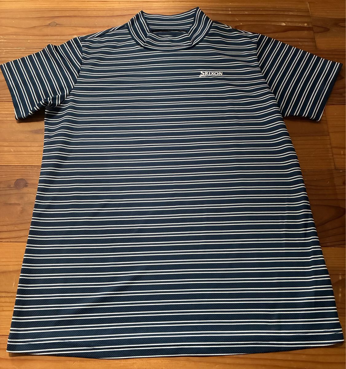 送料込み!! SRIXON DESANTE ハイネック 美品 半袖Tシャツ ボーダー Lサイズ 159−165センチ GOLF ゴルフウェアー スリクソン拍卖