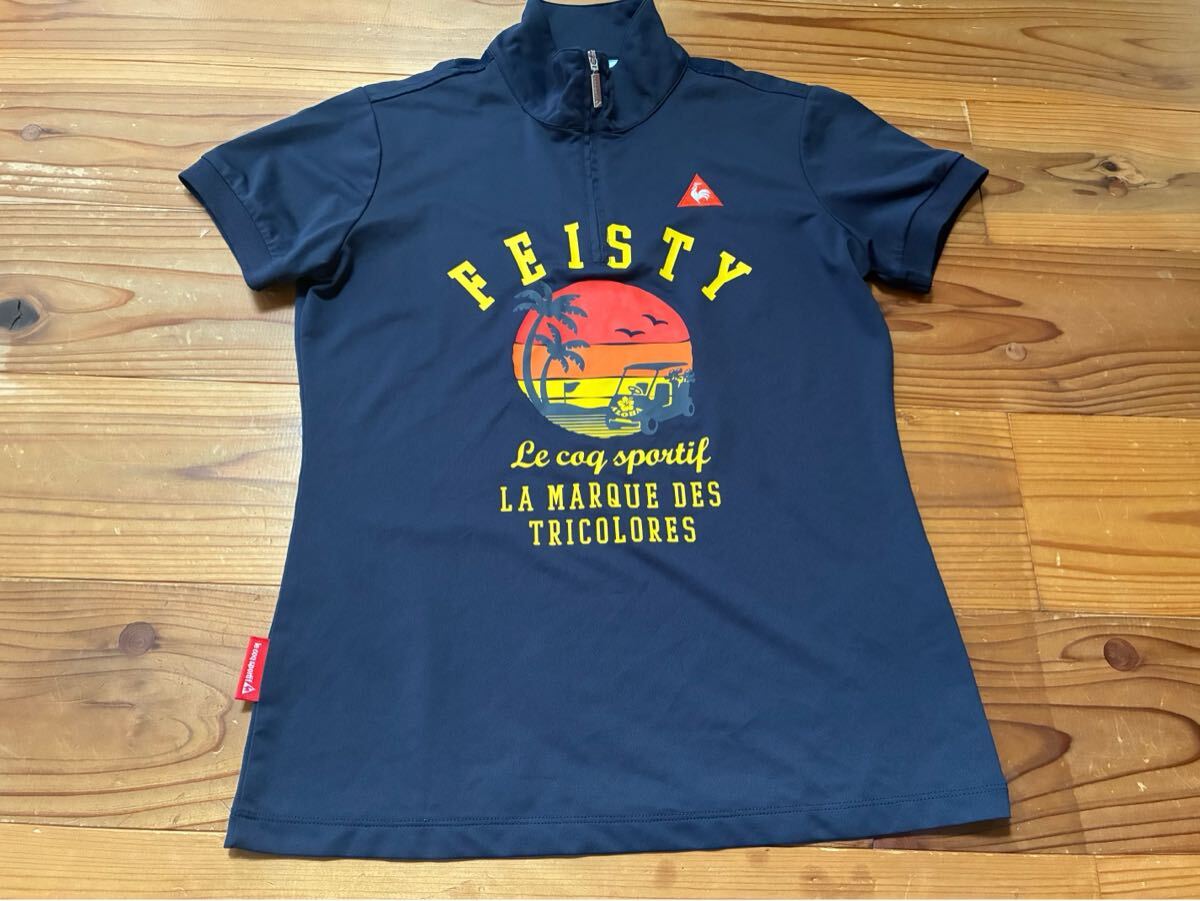送料込み!! le coq sportif ハーフジップ 半袖Tシャツ 紺色 Mサイズ ネイビー GOLF ゴルフウェアー ルコック拍卖