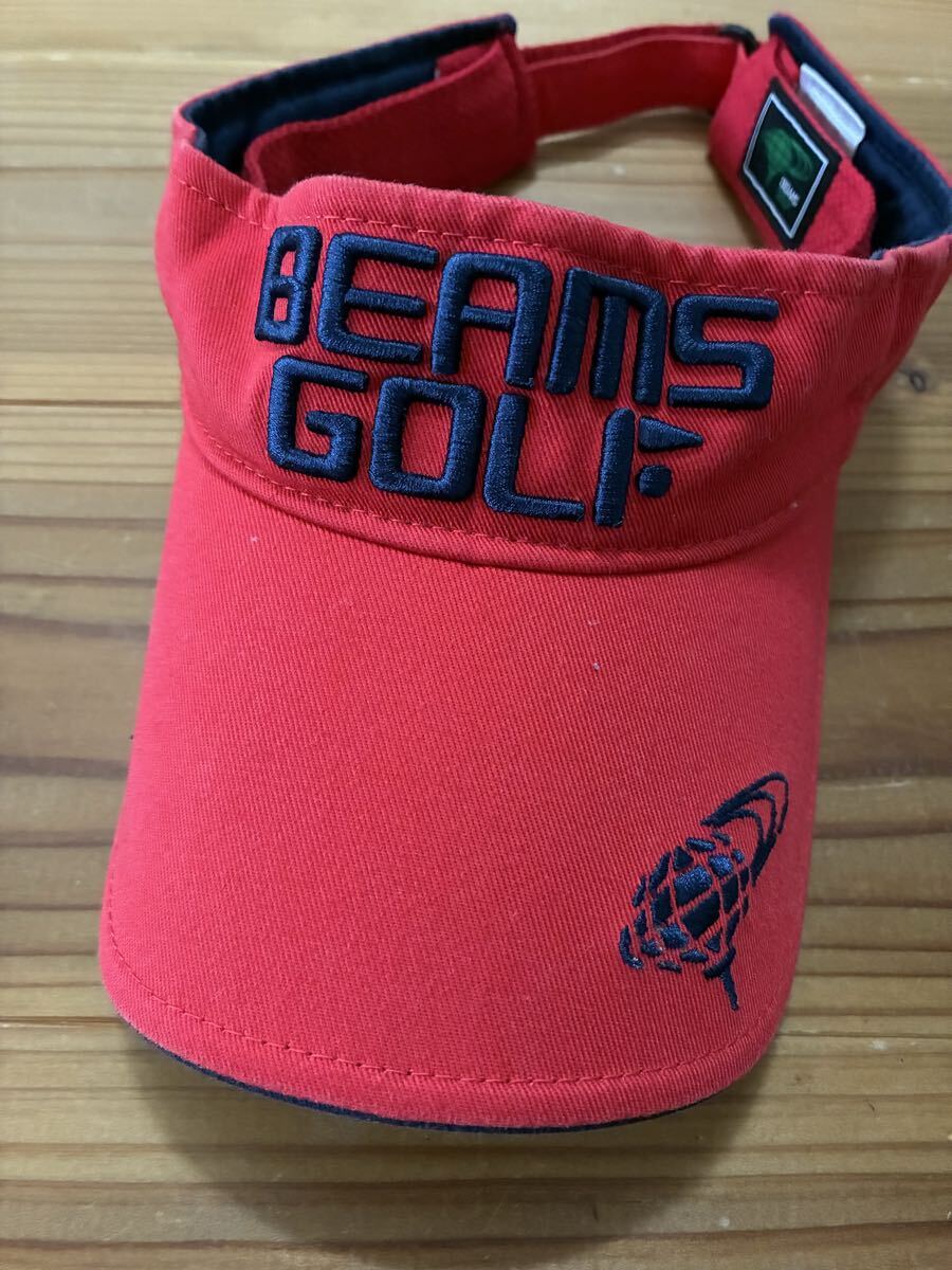 送料込み!! BEAMS GOLF ゴルフサンバイザー  赤 レッド バイザー サンバイザー 帽子 GOLF ゴルフウェア ビームスゴルフ拍卖